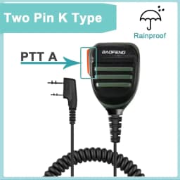 Baofeng UV-5R Microphone Shoulder Speaker 2 Pins for Walkie Quansheng uv-k5 uv-k6 UV-5R/UV-82/UV-16/TH UV8000D Two Way Radio
