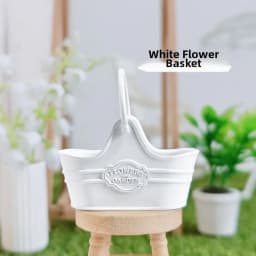 New Metal 1:12 Dollhouse Basket Multicolors Construction Props Shopping Basket 41*18*39mm Flower Bucket Basket