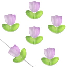 25Sets Jelly Powder Gradient Glass Tulip Petal Beaded Material DIY Handmade Bracelets, Earrings, Accessories, Hairpins