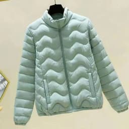 Lightweight Stand Collar Down Cotton Coats Women Classic Zipper Up Long Sleeve Winter Parkas Woman Solid Warm Puffer Jackets