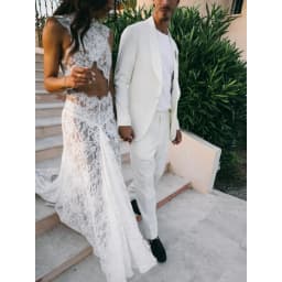 Rebecca Customized High Neck Sweep Train Prom Dress All‑Over Floral Lace vestidos de noche Crop‑Top Cut‑out Evening Dresses 2026