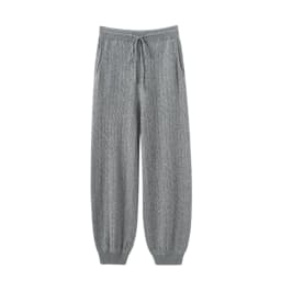 TLOML New Women's 100% Cashmere Knitted Cable Knit Bloomers Pants Autumn Winter Soft Warm Comfy Casual Trousers Cashmere Pants