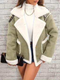 Women's Elegant Winter Fur Coat with Fluff Lapel Thick Korean Fashion Casual Loose Artificial Fleece Warm Jacket