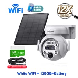 SHIWOJIA 4K 8MP Solar Camera 4G SIM/ WIFI Solar Security Camera 12X ZOOM Color Night Vision Surveillance PIR Monitor PTZ Camera
