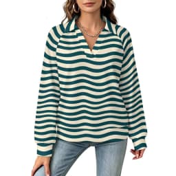 Betawoo Checkered Premium Casual Long Sleeve V-Neck Sweatshirt For Women