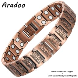ARADOO Pure Copper Magnetic Bracelets for Men with Double-Row Strong Magnets Bracelet Jewelry Gifts
