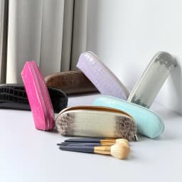 Himalaya Crocodile Pattern Cowhide Makeup Brush Storage Bag New Luxury Large Capacity Genuine Leather Lipstick Cosmetic Bag