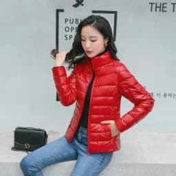 Down Jacket Women Parkas Windproof Puffer Coat New Autumn Winter Warm Stand-UP Collar Thin Cotton Coat Short Overcoat Top Ladies