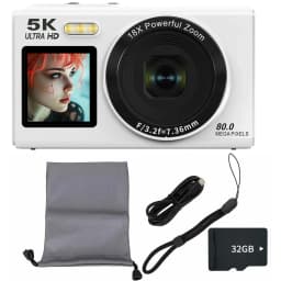 Ourlife Digital Camera 5K 80MP 18X Digital Zoom Dual IPS Screen Camera WIFI Cam Vintage Vlog Video Recorder for Photography