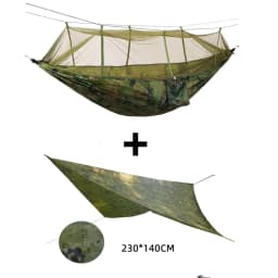 2 Person Camping Garden Hammock With Mosquito Net Outdoor Furniture Bed Strength Parachute Fabric Sleep Swing Portable Hanging