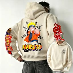 Naruto 2026 Spring and Autumn New Cartoon Anime Harajuku Y2K Street Fashion Couple Hooded Sweatshirt