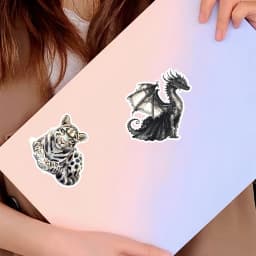 17pcs Retro Gothic Style Dark Black Dragon Stickers, Stationery, Notebook, Account Materials, Phone Cases Luggage, Guitar