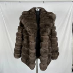 Real Fox Fur Women's Coat Jacket with a Suit Collar, Imitating Sable Fur, Fluffy and Fashionable