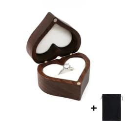 Free Customize Wedding Ring Box With Bag Heart Shape Personalized Custom Wood Ring Box Engagement Ring Boxs Christmas Gifts