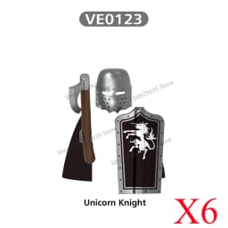 Medieval Military Castle Black Hawk Knight Building Blocks Gothic Cavalry Armor Shield Axe Soldier Figure Accessories Bricks Toy