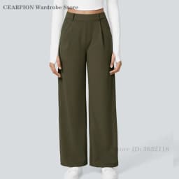 Womens Solid Color Straight Pant Loose Stretch Yoga Pants with Pockets Streetwear Outdoor Sports Pants Joggers Baggy Trousers