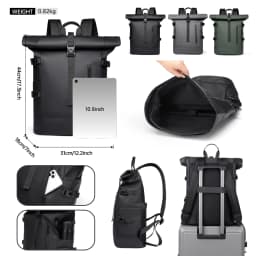 Backpack Men's Commuting Large Capacity Travel Bag 17.3inch Computer Bag Business Backpack College Student School Bag Pu Leather Meeting Business Travel Abroad