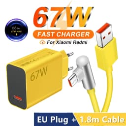 6A 67W Turbo Fast Charger For Xiaomi 11 12 13 14 15 Ultra Redmi Note 11T 12 13 POCO X4 X5 X6 Pro Type C USB Charging Elbow Cable