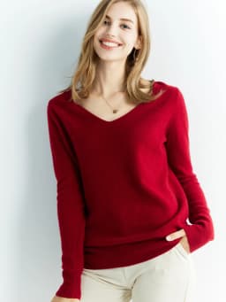 Cashmere Sweater Women's Knitted Sweaters 100% Merino Wool V-Neck Long-Sleeve Pullovers Winter Autumn Jumper Clothing Top Female