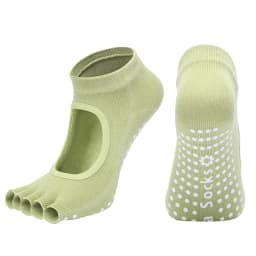 Women Backless Five Toe Yoga Socks Non-Slip Cotton Ladies Dance Ballet Socks Open Half Breathable Fitness Sport Sock for Pilates