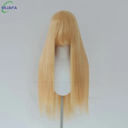 Very High Quality 400g 48 Colors 24Inch 60cm Long Straight Cosplay Wig With Bangs Heat Resistant Hair Anime Wigs + Wig Cap