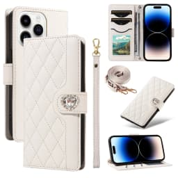 Crossbody Flip Case for Redmi 14C 14R 13C 13 12 11A 10C 10X 10 9C 9A 9 A5 A4 A3 Diamond Leather 3 Cards Wrist Strap Wallet Cover