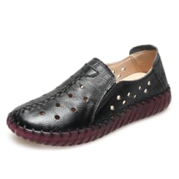Big Size 42 Cowhide Leather Ballet Flats Moccasins Loafers Women's Summer Cut-Out Shoes Ladies Driving Moccasin Daily Walk Shoes