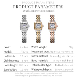 YASHIDUN Women Watch Square Small Clock Elegant Watch Small Size Quartz Watch Stainless Steel Waterproof Women Wristwatch