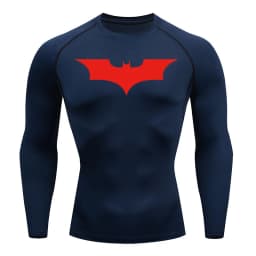 Bat Print Long Sleeve Compression Shirts for Men Gym Workout Running Tees Athletic Quick Dry Tshirts Tops Rash Guard Baselayers