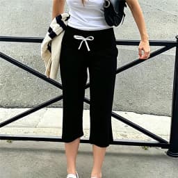 Women Y2K Aesthetic Cropped Lounge Pants Color Patchwork Elastic Drawstring Waist Casual Capri Pants Summer Casual Streetwear