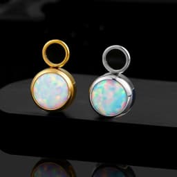 Right Grand ASTM F136 Titanium Opal Moonstone Earring Charm for Huggie Hoop Helix Cartilage Clicker Earlobe Piercing Jewelry