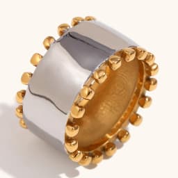 La. Muses Mix Color Round Bead Edge Smooth Stainless Steel Women's Earrings Ring Bracelet Set High-end Design Jewelry Gift