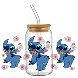 popular UV DTF 3D Cup Wrap Sticker Cute Cartoon blue Monster Design For 16oz Mugs DIY Durable Decal Transfer stickers