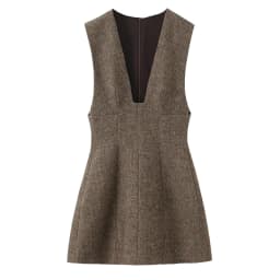 HH Spring Fashion Sleeveless Wool Solid Short Dress Woman Female Elegant Back V-Neck Zipper A-Line Streetwear Mini Dress