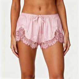 Women Summer y2k Coquette Solid Lace Trim Satin Shorts Elastic Waist Bowknot Loose Fit Loungewear Bottoms Vacation Streetwear