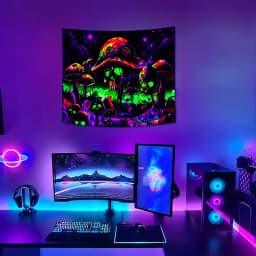 VIKAMA Psychedelic Skull Mushroom Tapestry Gradient Music Party Room Psychedelic Theme Unique Living Room Decor