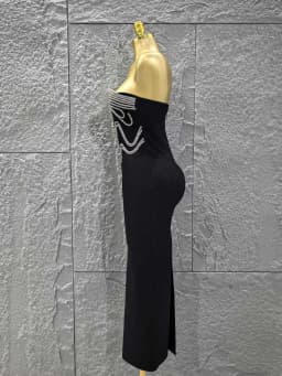 High Quality Women Sexy Strapless Shinning Sequins Bodycon Long Bandage Dress Celebrate Evening Party Cocktail Outfit Vestido