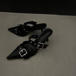 NEW Summer Pointed Belt Buckle Thin Heel Belt Buckle Single Shoes Women's Baotou Silver Back Empty High-heeled Sandals