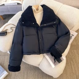 Women's Down Cotton Jacket 2025 Double-sided Loose Thick Ladies Winter Parkas Coat Lapel Imitation Lamb Hair Female Outerwear