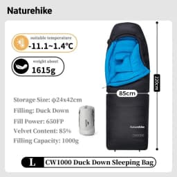 Naturehike CW400 Sleeping Bag Winter Lightweight 650FP Duck Down Sleeping Bag Ultralight Waterproof Hiking Camping Sleeping Bag