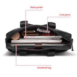 HUMERPAUL Men's Genuine Leather Briefcase Business Laptop Bag with Multiple Pockets Durable Handbag Shoulder Bags for Travel 
