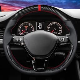 Customize DIY Suede Carbon Fiber Genuine Leather Car Steering Wheel Cover For Volkswagen Golf 7 Mk7 Passat B8 Car Interior
