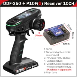 DUMBORC DDF-350 10CH RC Remote Controller 2.4G Digital Radio Transmitter Gyro Receiver for Drift Car Tank Boat Robot Toy Wltoy