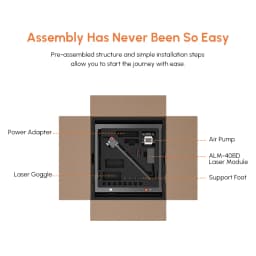 AlgoLaser Laser Engraver 40W Output DIY Laser Cutter Machine Air Assist Lens Monitoring 30000mm/min CNC Engraving Metal Color