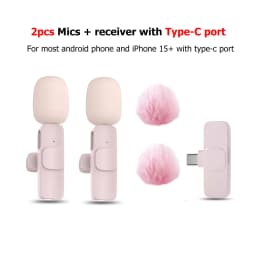 New Pink K60 Plug and Play Wireless Lavalier Microphone Portable MINI Wireless MIC For Smartphone Live Streaming/Video Recording