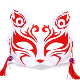 Fox Mask Japanese Cosplay Half Face Mask Kabuki Kitsune Masquerade Anime Cosplay Cat Mask Rave Adult Children Funny Party Props