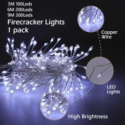 USB LED Firecracker String Lights Outdoor Garden Fairy Lights 8 Modes Copper Wire LED Lights for Wedding Party Christmas Decor