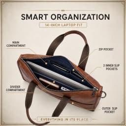 2026 New Men's Genuine Leather Briefcase Top-Grain Cowhide Vintage Business Handbag Shoulder Crossbody Messenger Bag