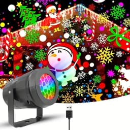 Christmas Projector Light 16 Patterns Rotating LED Projection Lamp Santa Snowflake Pattern Holiday Projector for Xmas Home Party