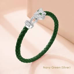 MOONLIGHT Classic Design Exquisite Cheetah Zircon Bracelet for Women Braided Leather Bracelet Quality Banquet Couples Gift